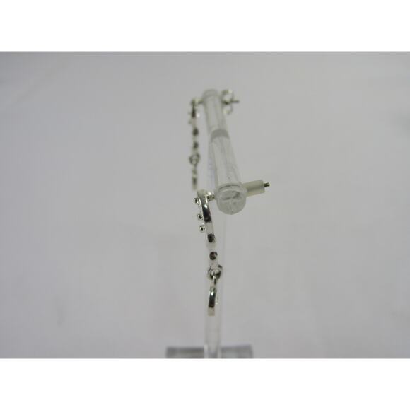 Silver Tone Oval Stud Drop Earrings 1" Minimalist Neutral Boho Cottagecore - Picture 2 of 6